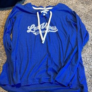 Women's Long Sleeve Lace-Up Tee - Royal Blue - Unbranded
